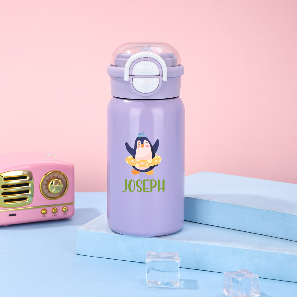Personalized 17 oz Kids Stainless Steel Water Bottle with Straw | CWBottle02