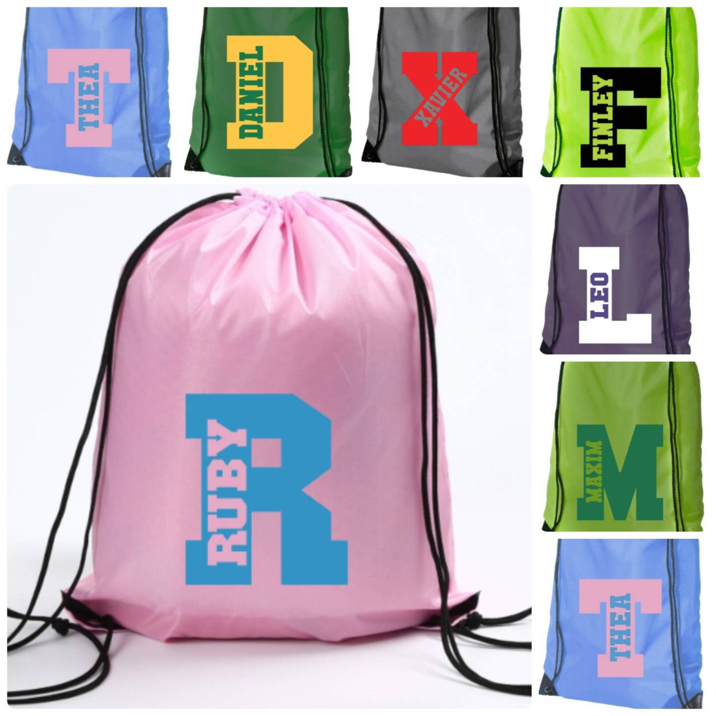 Personalized Initial & Name Beach Drawstring Rucksack Bag | CWBeach69