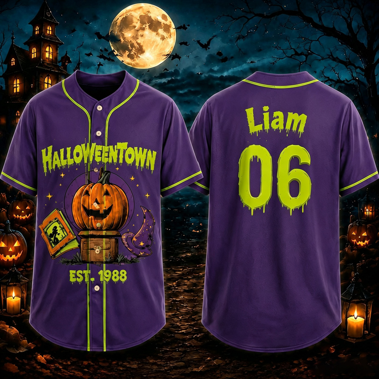 Personalized Halloween Button Up Baseball Jersey For Kid & Adult | CWHalloween97