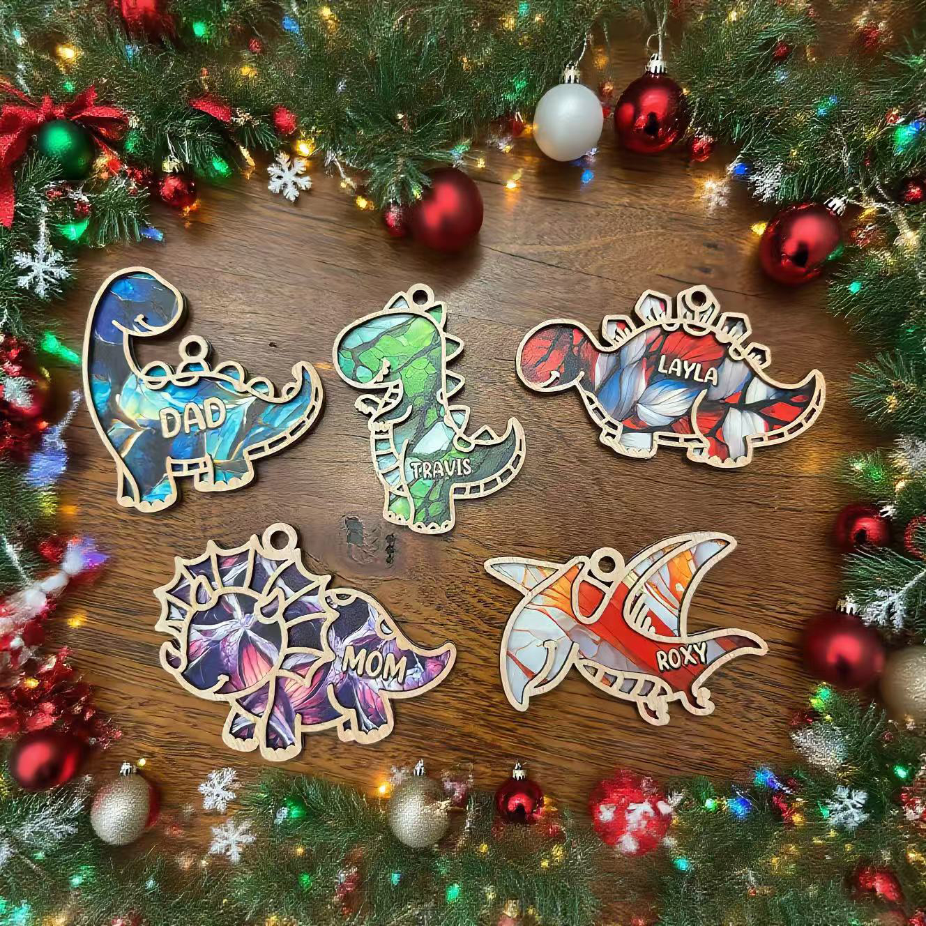 Personalized Dinosaur Christmas Tree Ornaments | MCGift148