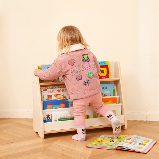 Personalized Chenille Patch Baby Corduroy Sherpa Jacket | CWBaby346