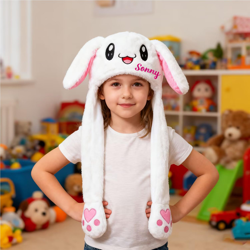Personalized Embroidery Funny Ears Moving Plush Hat | HSKid79