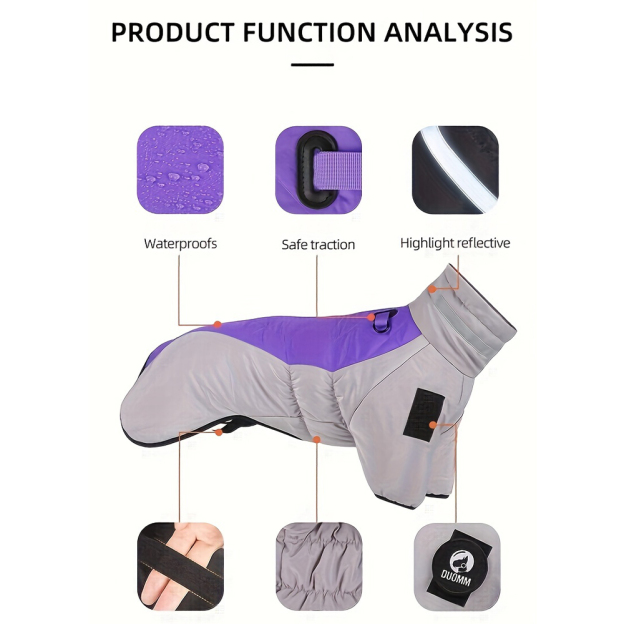 Personalized Pet Winter Warm Windproof Large Puffer Jacket | BKPet281