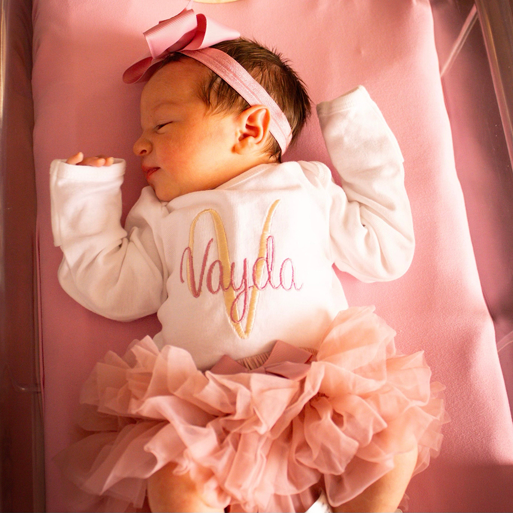Personalized Embroidered Baby Girl Coming Home Outfit | CWBaby429