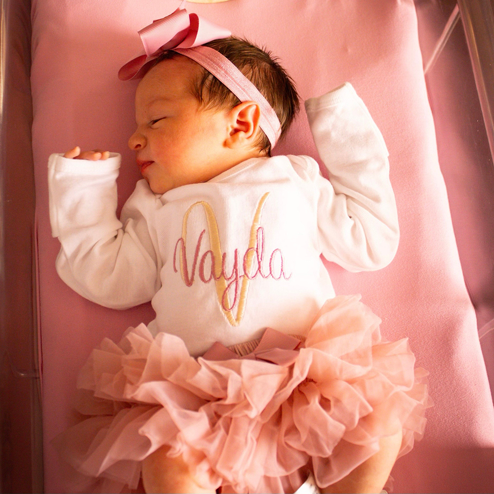 Personalized Embroidered Baby Girl Coming Home Outfit | CWBaby429