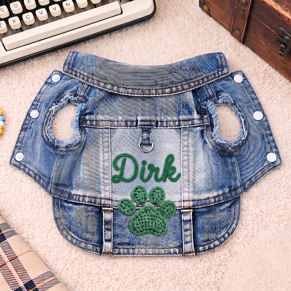 Personalized Embroidered Pet Denim Jacket | BKPet542