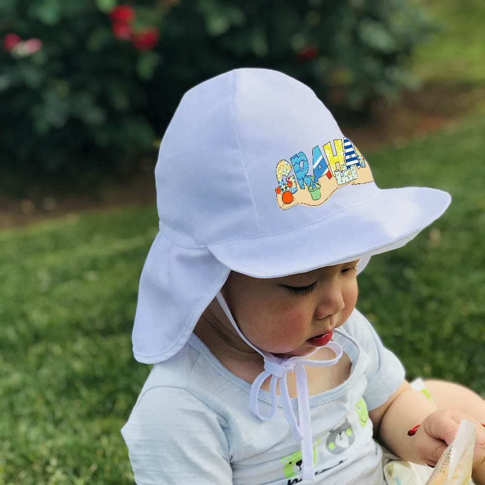 Personalized Kids UV Sun Hat with Neck Protection | CWBeach171