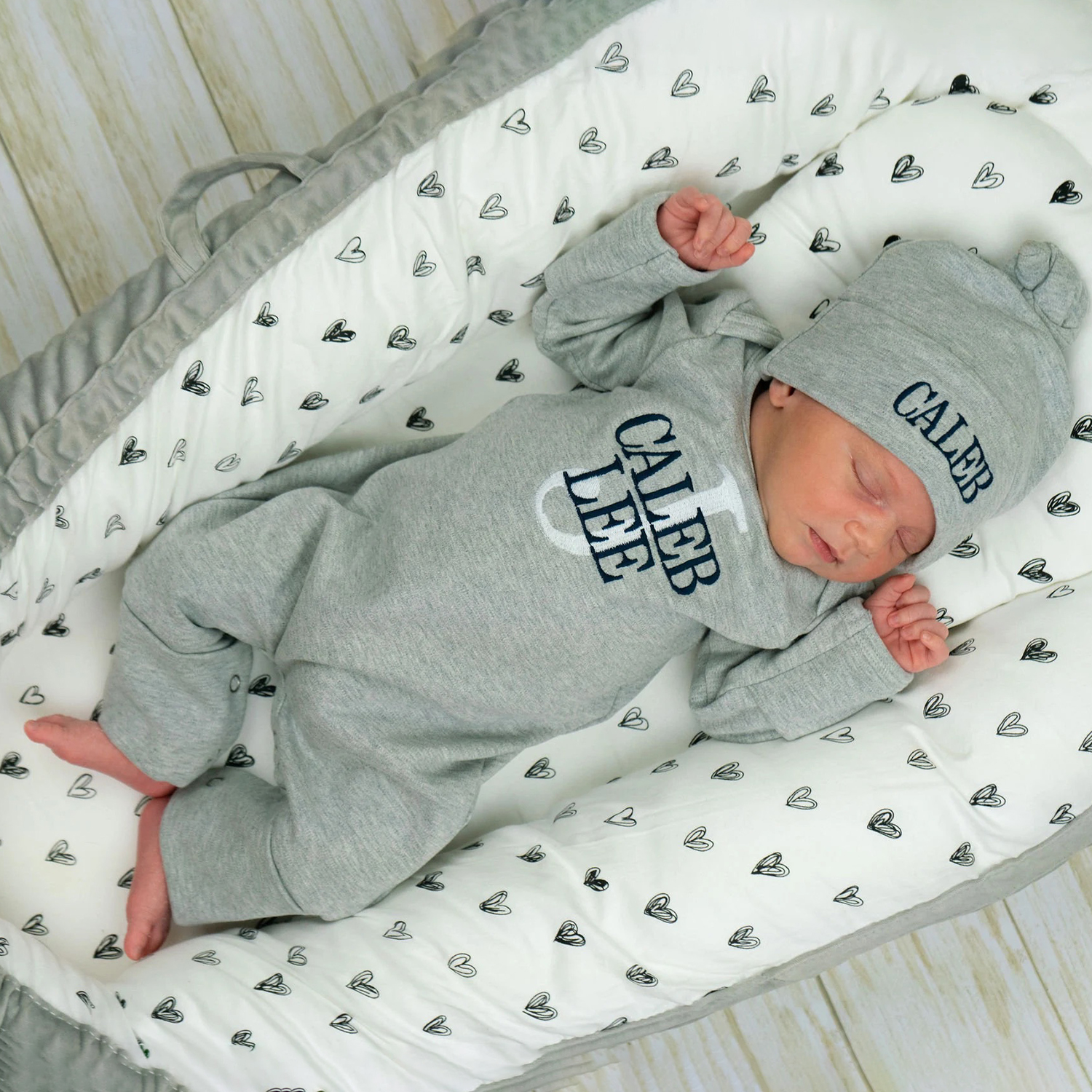 Personalized Embroidery Baby Coming Home Romper and Hat Set | CWBaby204