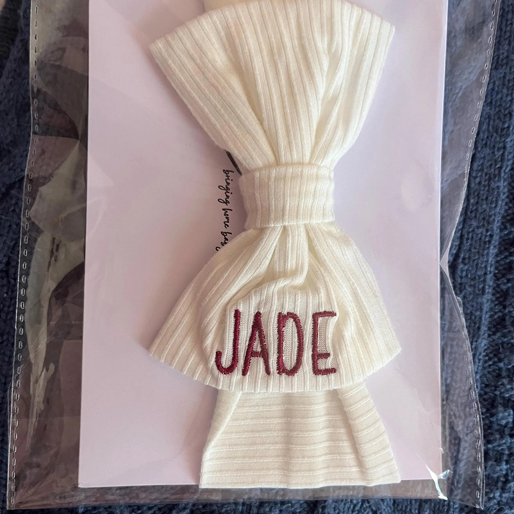 Personalized Embroidery Baby Girl Stretchy Bow Headband | CWBaby208