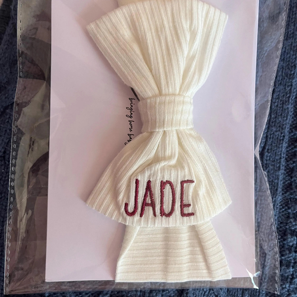 Personalized Embroidery Baby Girl Stretchy Bow Headband | CWBaby208