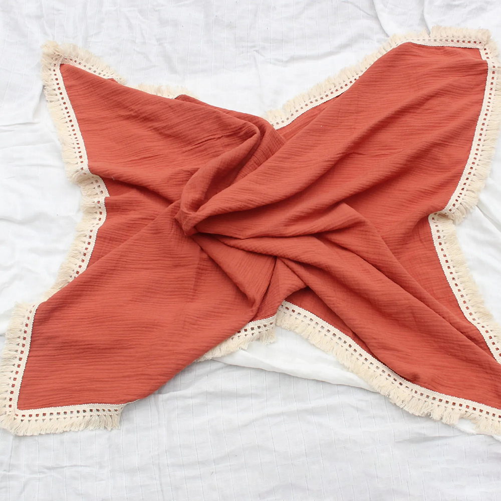 Personalized Fringe Leather Patch Baby Blanket | CWBaby49