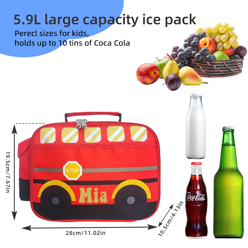 Personalized Embroidery 3D School Bus Insulation Lunch Box