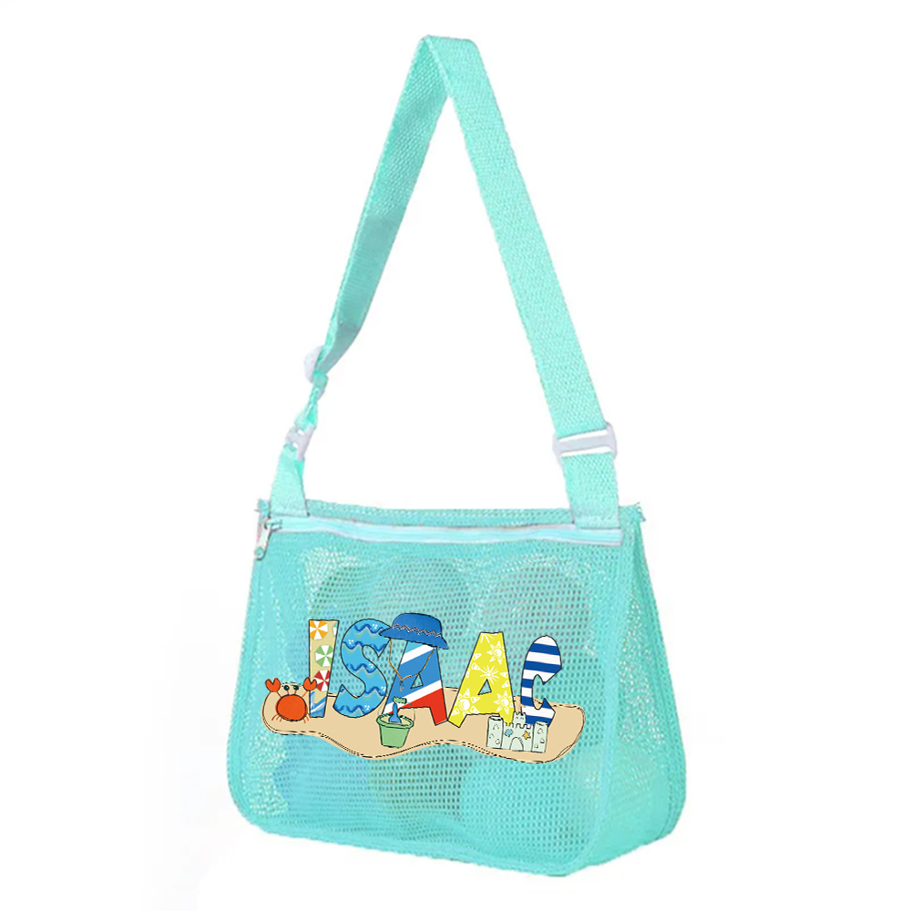 Personalized Seashell Zipper Mesh Beach Bag | CWBeach189