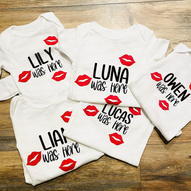 Personalized Baby I Was Here Kisses Romper | CWBaby215