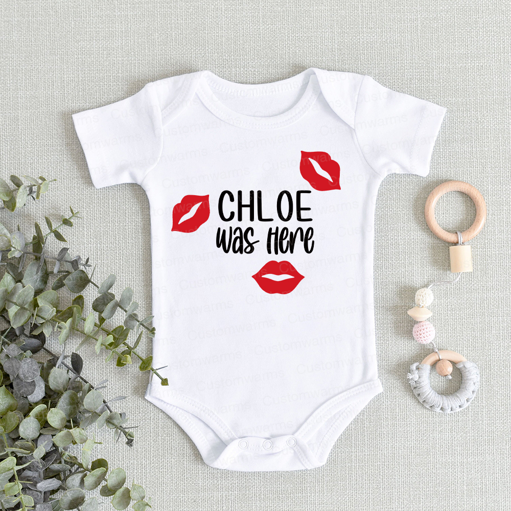 Personalized Baby I Was Here Kisses Romper | CWBaby215