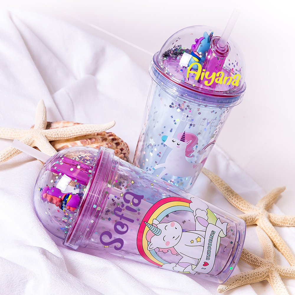 Personalised BPA Free 15oz Kid Unicorn Tumblers Bottles | YouBottle69