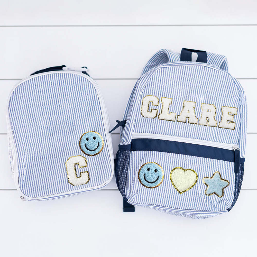 Personalized Kids Seersucker Backpack Insulation Lunch Box