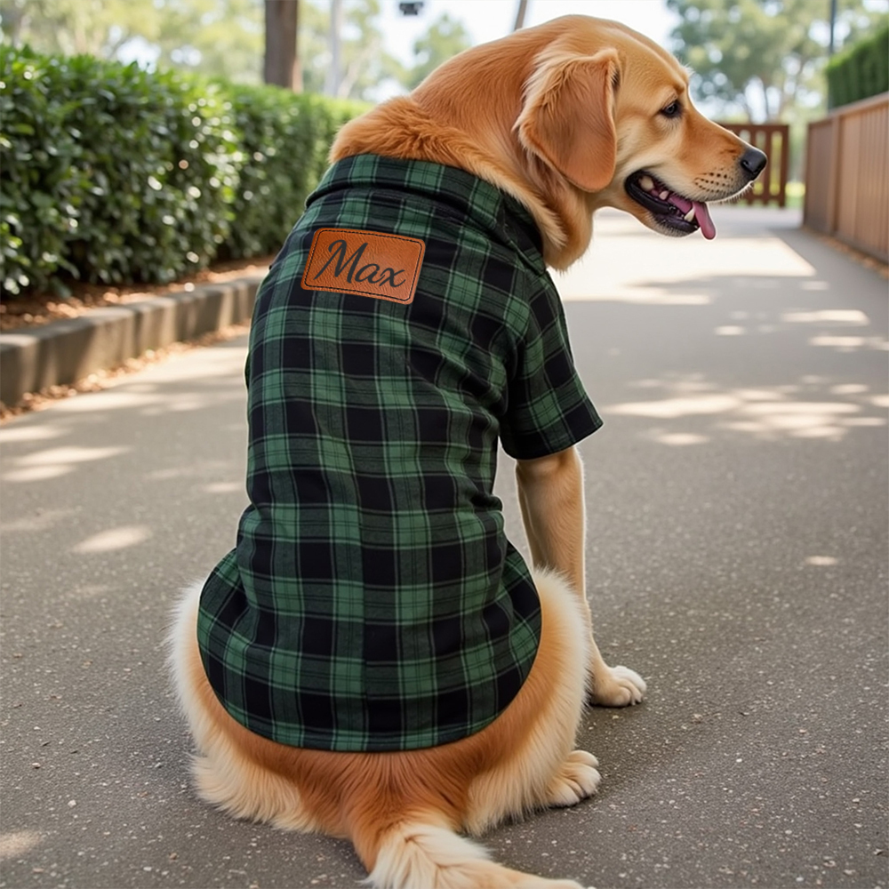 Personalized Leather Patch Pet Shirt | BKPet152