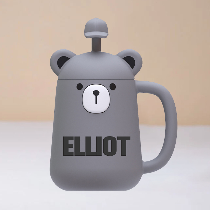 Personalized Silicone Cup with Lid and Straw | KidCup06