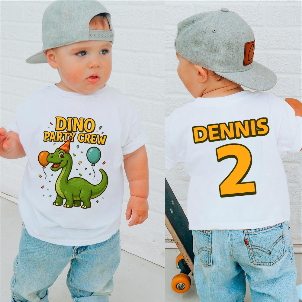Personalized Dinosaur Party Birthday T-Shirt | inBirth34