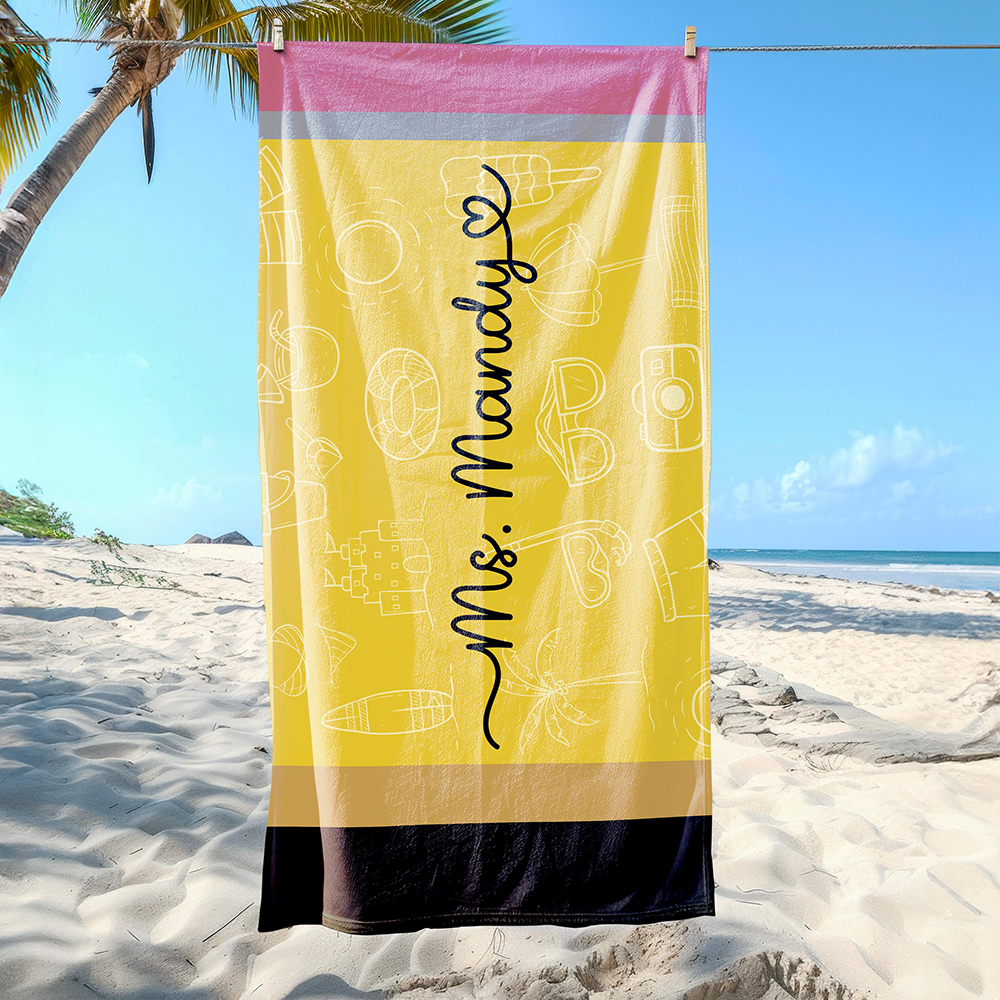 Personalized Back To School Essentials Beach Towel | CWTowel170