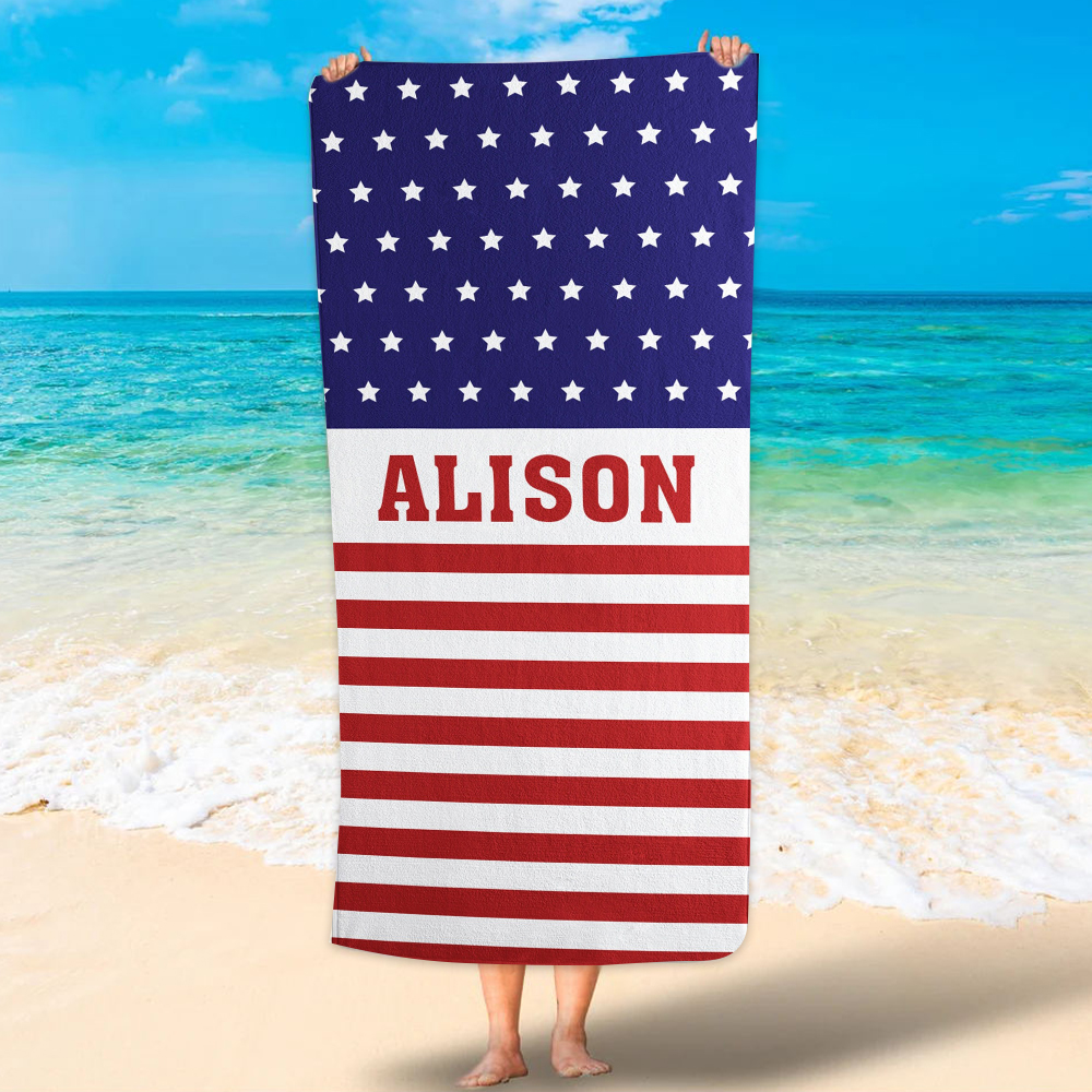 Personalized 4th of July Independence Day Beach Towel | CWTowel174