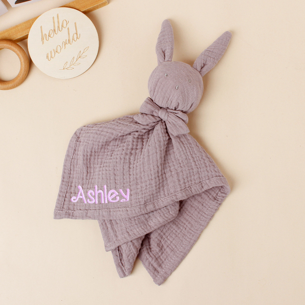 Personalized Baby Embroidery Bunny Soothing Sleep Towel | CWToy137