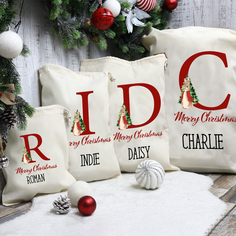 Personalized Name & Initial Christmas Gift Sack | MCGift10