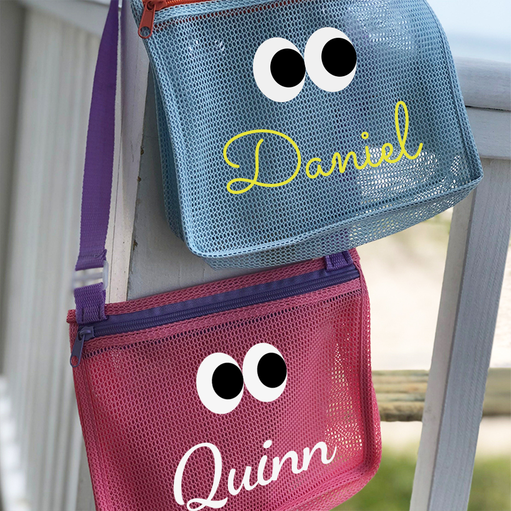 Personalized Seashell Zipper Mesh Beach Bag | CWBeach0101