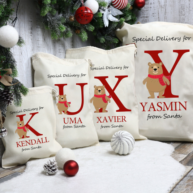 Personalized Name & Initial Christmas Gift Sack | MCGift10
