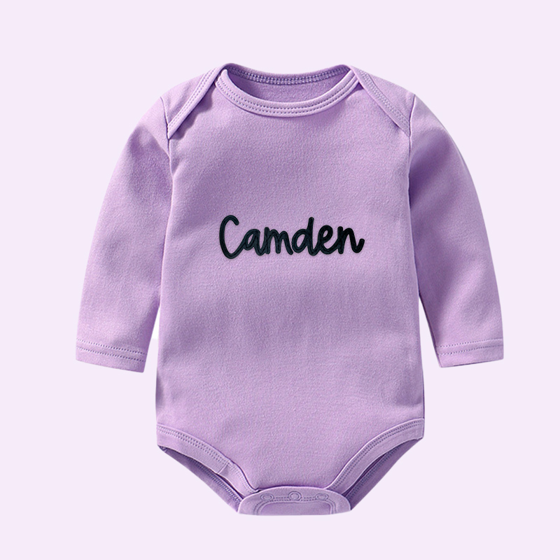 Personalized Hand-Embroidered Baby Cozy Soft Romper | inRomper21