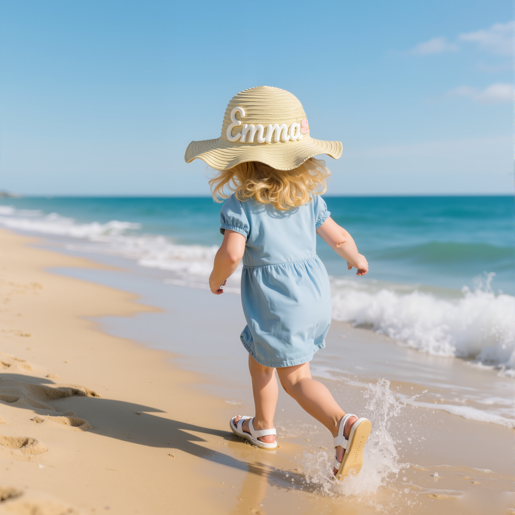 Personalized Kid Hand Embroidered Straw Hat With Flowers | CWBeach3501