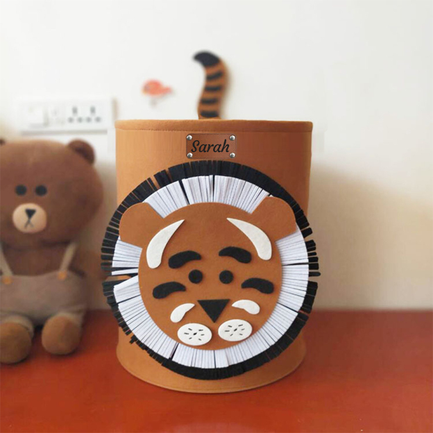 Personalized Leather patch Felt Laundry & Toy Storage Baskets | CWToy140