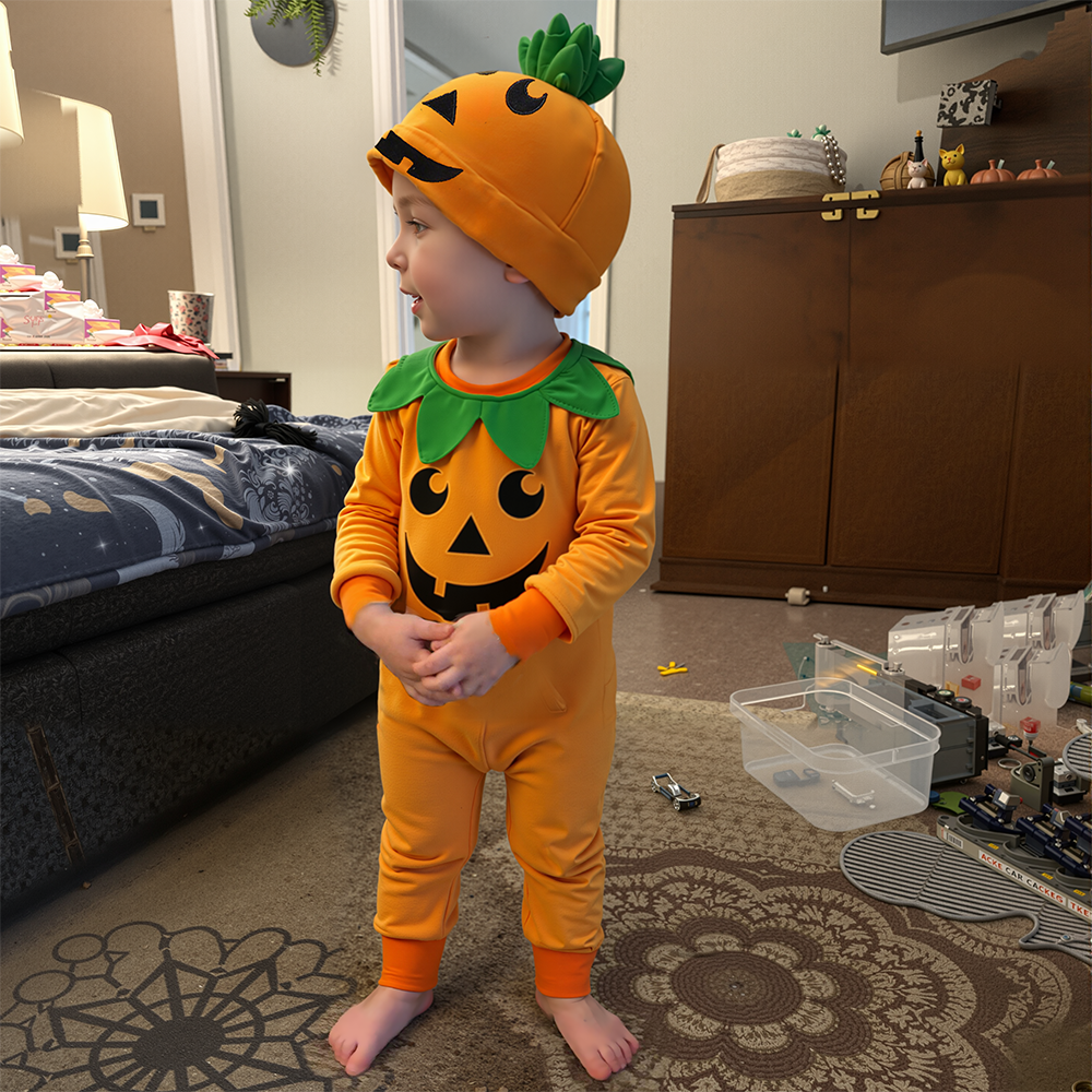 Personalized Baby Pumpkin Halloween Jumpsuit | CWHalloween42