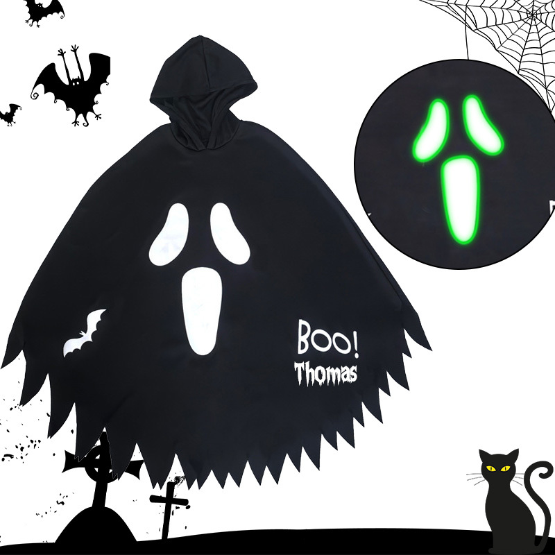 Personalized Kid Glow in the Dark Halloween Cosplay Ghost Cloak | CWHalloween54