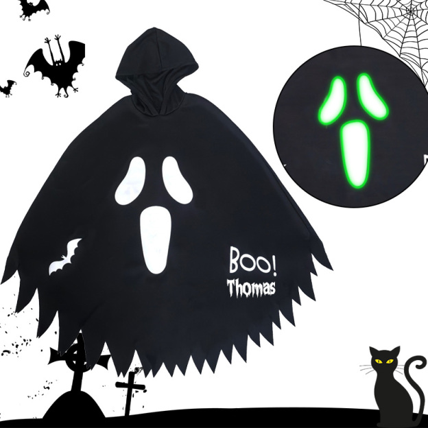 Personalized Kid Glow in the Dark Halloween Cosplay Ghost Cloak | CWHalloween54