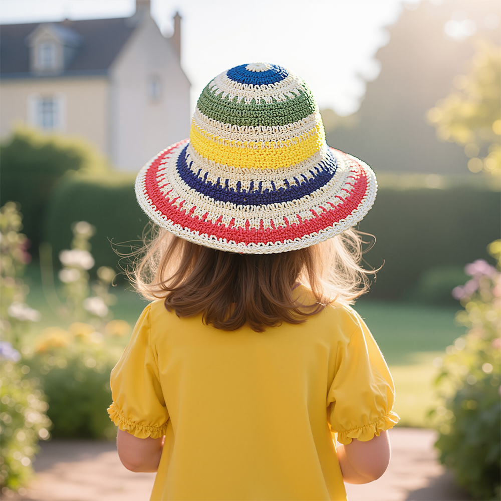 Personalized Summer Leather Patch Rainbow Straw Hat | CWBeach203