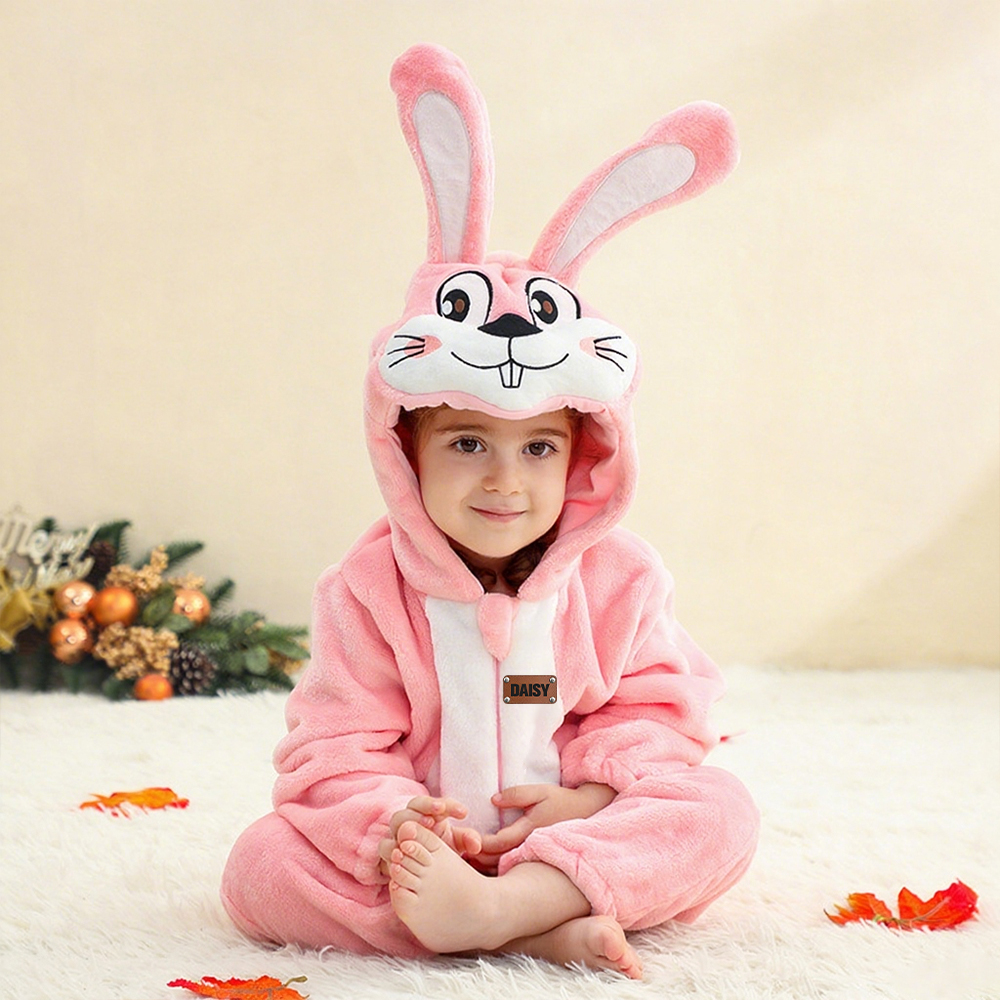 Personalized Leather Patch Baby Animal Romper  | CWBaby287