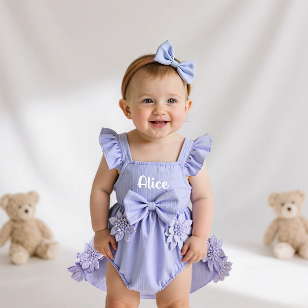 Personalised Lovely Lace Flower Baby Girl Princess Dress | CWBaby294