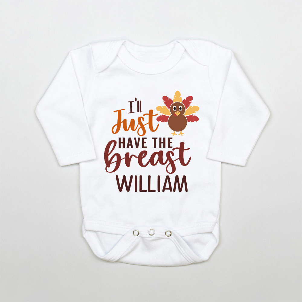 Personalized Baby Romper with Bib Set For Thanksgiving Party | CWThanks03