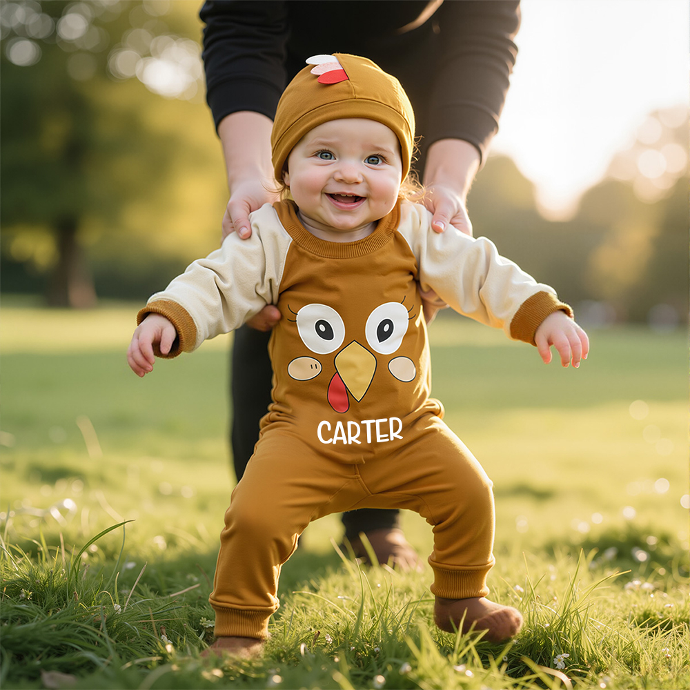 Personalized Baby Thanksgiving Turkey Romper with Hat | CWThanks10