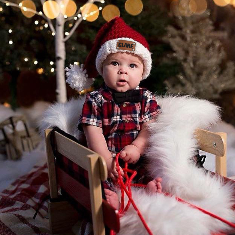 Personalized Leather Patch Christmas Santa Hat | MCGift115