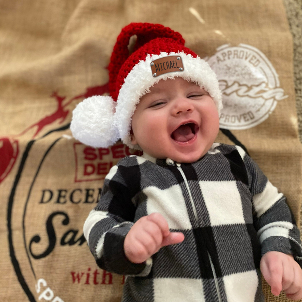 Personalized Leather Patch Christmas Santa Hat | MCGift65