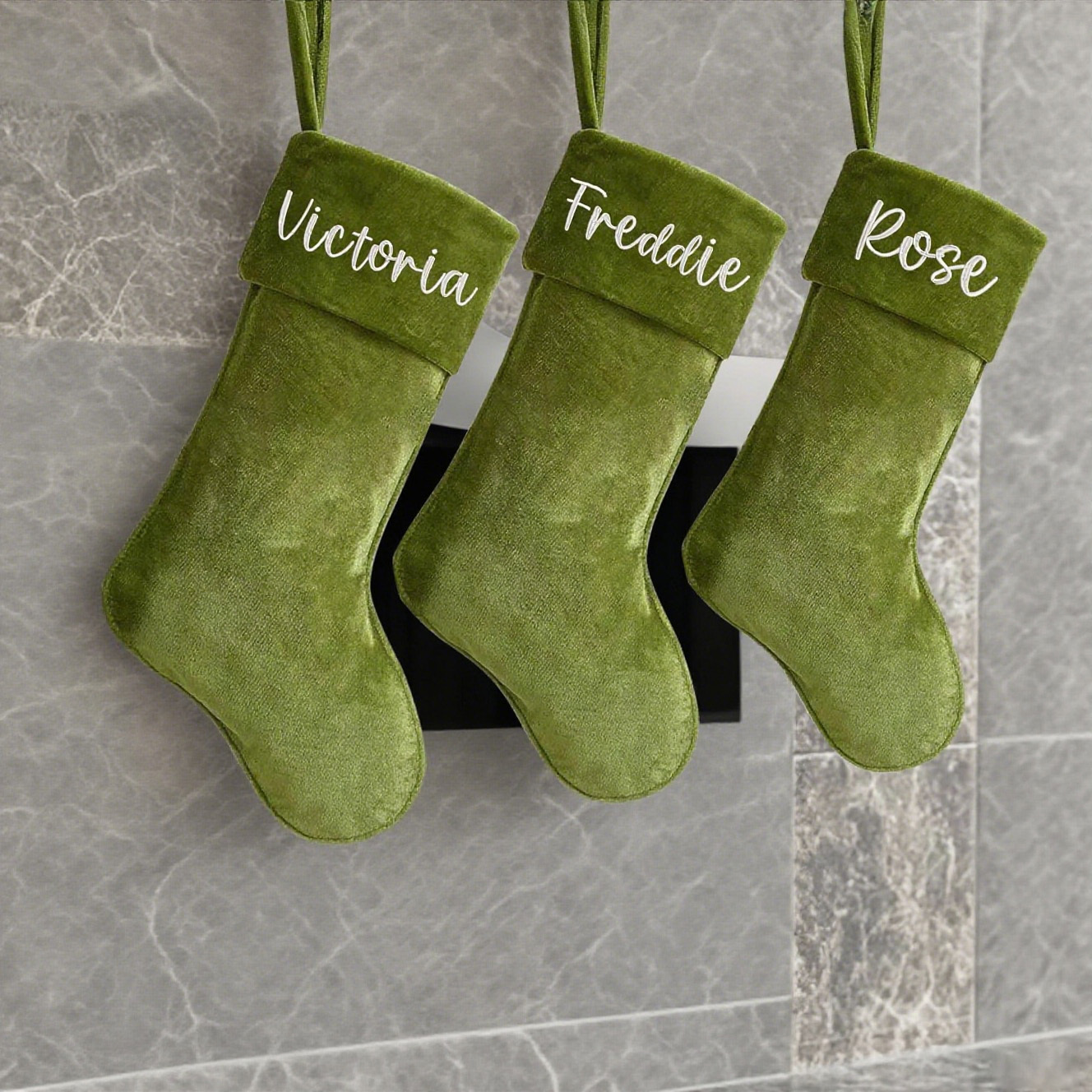 Personalized Velvet Christmas Stocking with Family Name | MCGift145