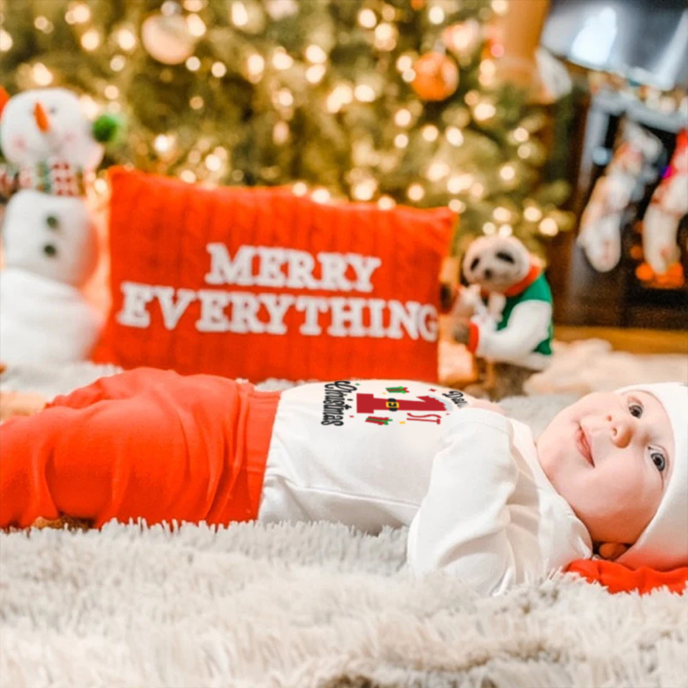 Personalized Baby 1st Christmas Ropmer Onesie Set | MCGift135