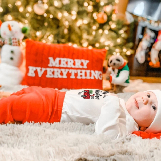 Personalized Baby 1st Christmas Ropmer Onesie Set | MCGift121