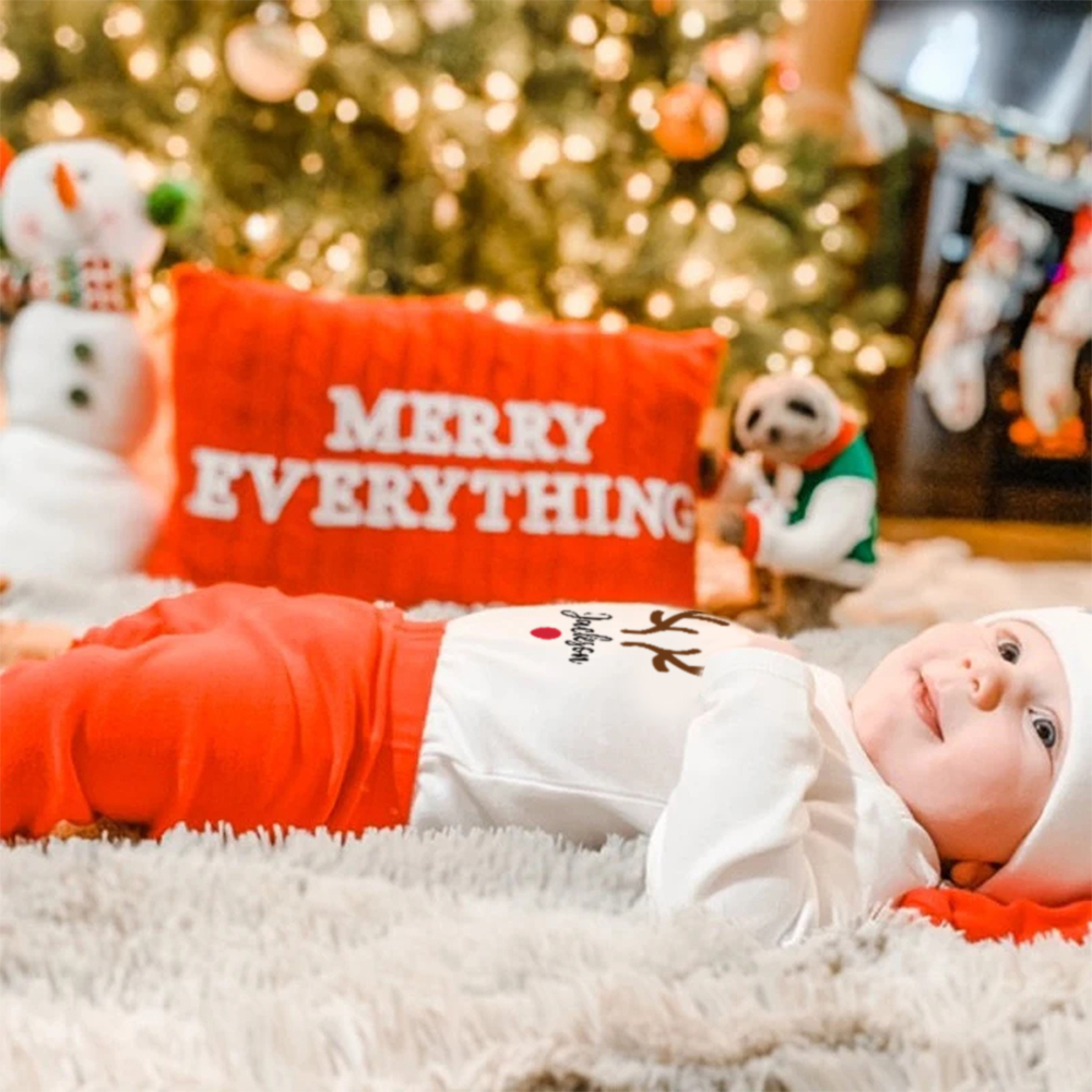 Personalized Baby 1st Christmas Ropmer Onesie Set | MCGift132