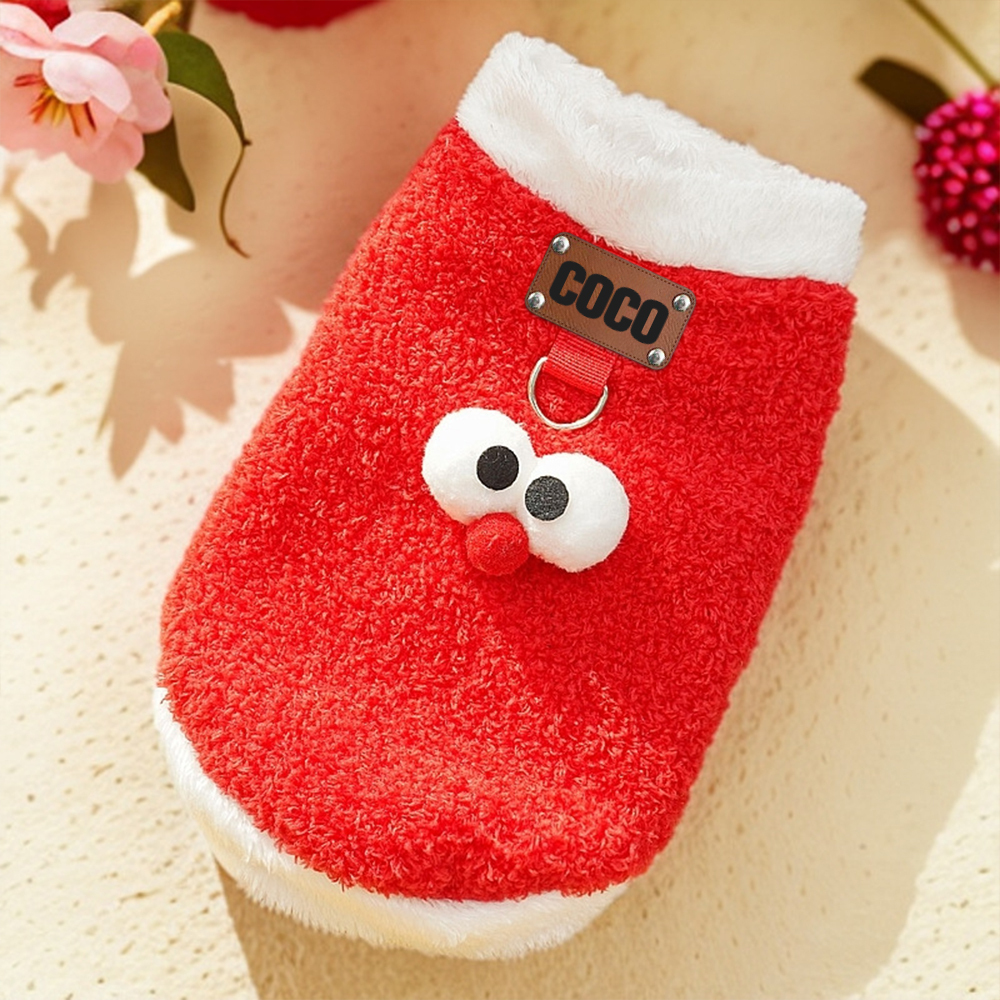 Personalized Leather Patch Lovely Pet Soft Plush Vest | BKPet216