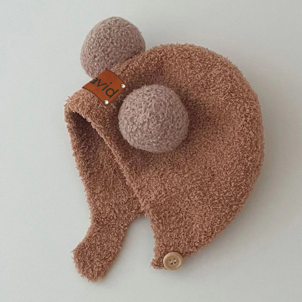 Personalized Leather Patch Cuddle Cub Knit Cap | HSKid60