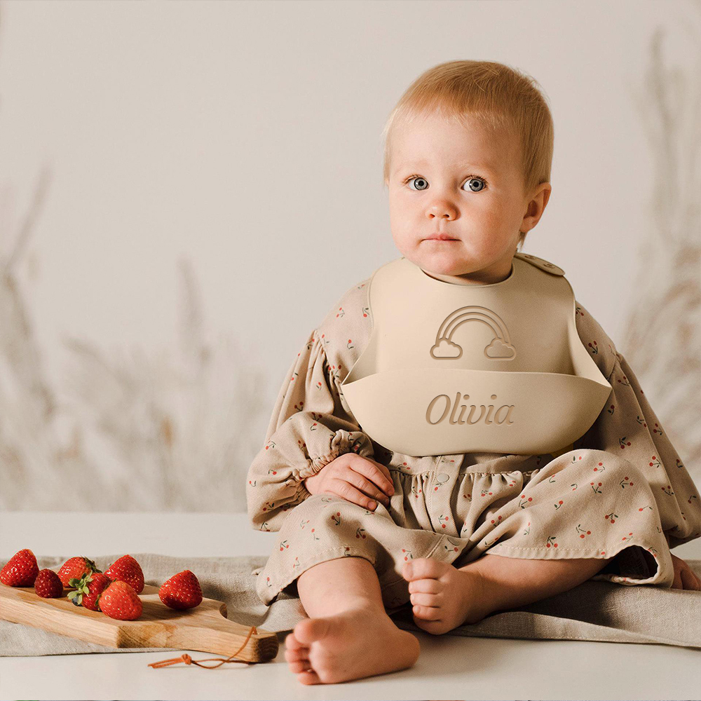 Personalized Baby Reusable Food Grade Silicone Bib | CWBaby299